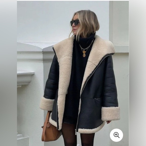 Emporium- Allure shearling lined leather coat - Picture 1 of 6